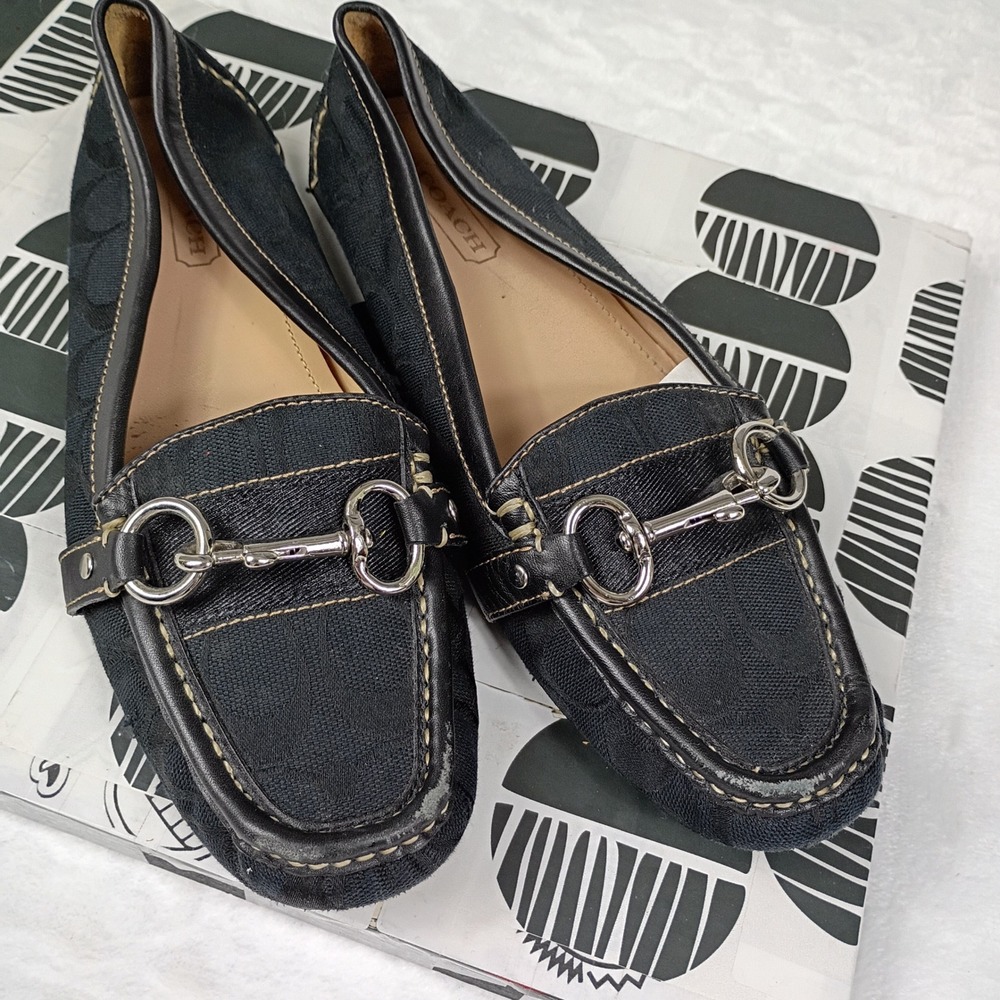 Coach Scarlet Black Signature‎ Jacquard Horsebit Loafers Q227 Mens 8M